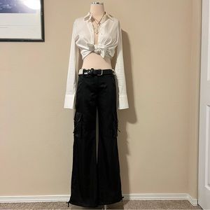 Vintage Express Low Rise Satin Cargo Pants